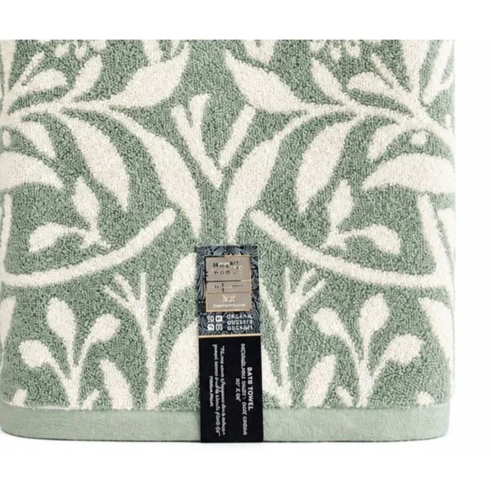William Morris Michaelmas Daisy Sage Green Bath Towel Set of 2 English Garden